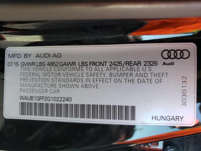 2016 AUDI S3 PREMIUM WAUB1GFF2G1022240