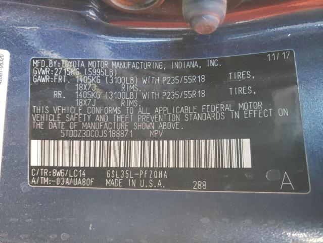5TDDZ3DC0JS188871 Toyota Sienna Xle 2018. Фото: 9