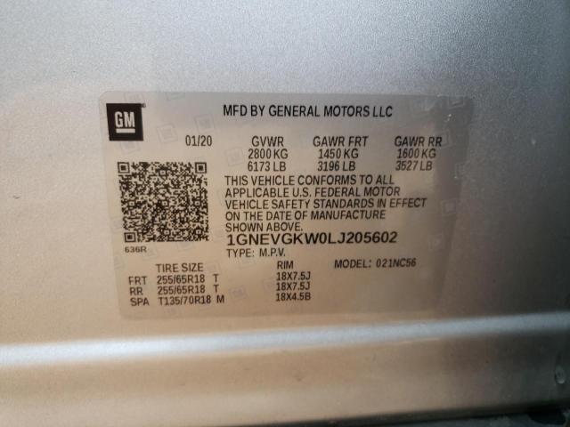 1GNEVGKW0LJ205602 Chevrolet Traverse L 2020. Фото: 9