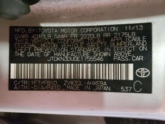JTDKN3DU0E1755546 Toyota Prius 2014. Фото: 9
