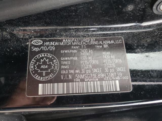 5NMSG73E89H318739 Hyundai Santa Fe G 2009. Фото: 9