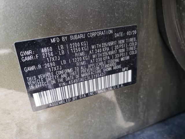 2020 SUBARU OUTBACK PR 4S4BTAEC3L3195437