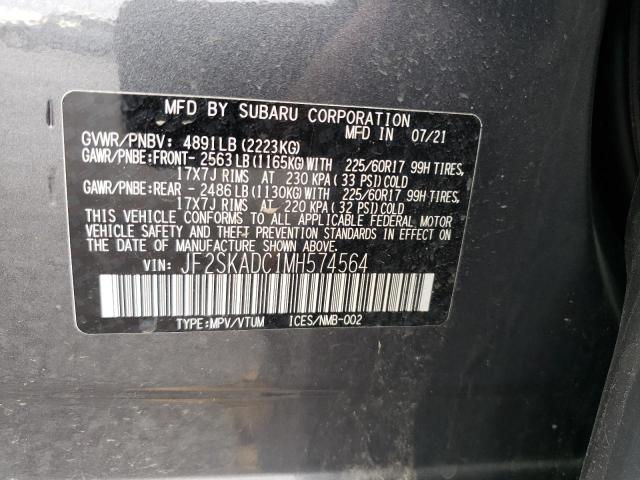 2021 SUBARU FORESTER JF2SKADC1MH574564