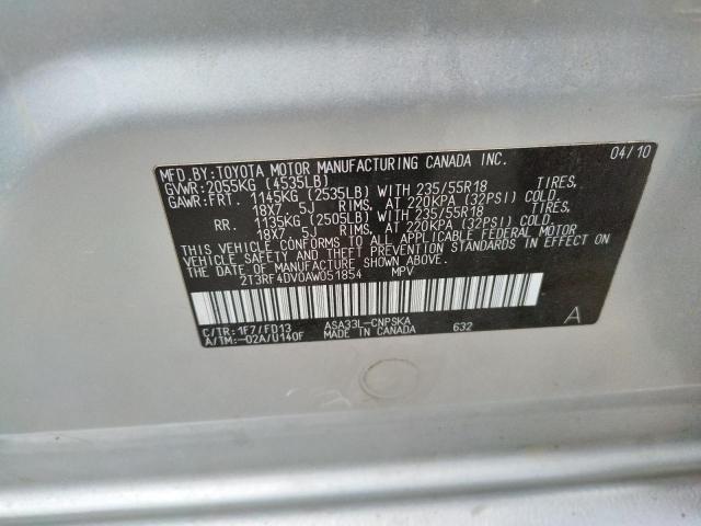 2T3RF4DV0AW051854 Toyota Rav4 Sport 2010. Фото: 9
