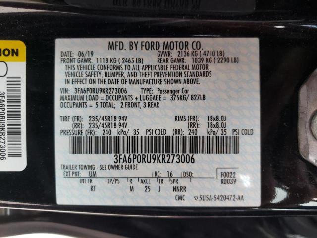 2019 FORD FUSION TIT 3FA6P0RU9KR273006