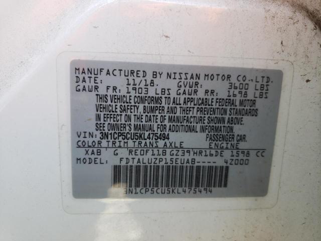 2019 NISSAN KICKS S 3N1CP5CU5KL475494