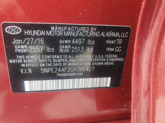 2016 HYUNDAI SONATA SE 5NPE24AF2GH386427