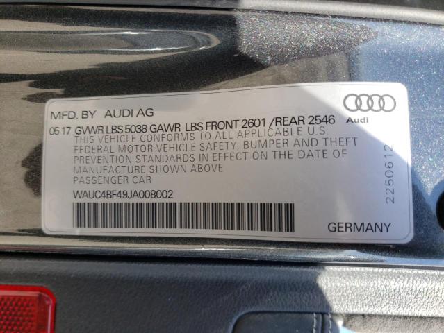 2018 AUDI S4 PRESTIG WAUC4BF49JA008002