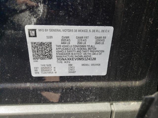 3GNAXKEV0MS124128 Chevrolet Equinox Lt 2021. Фото: 9