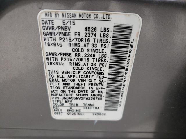 2015 NISSAN ROGUE SELE JN8AS5MV2FW256765