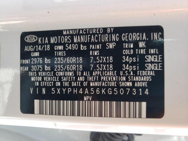 5XYPH4A56KG507314 KIA SORENTO EX
