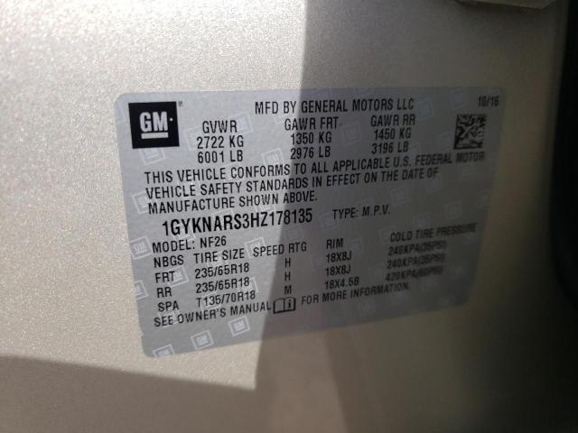 2017 CADILLAC XT5 1GYKNARS3HZ178135