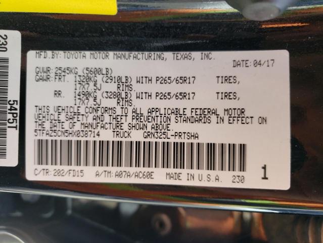 5TFAZ5CN5HX038714 Toyota Tacoma Dou 2017. Фото: 9