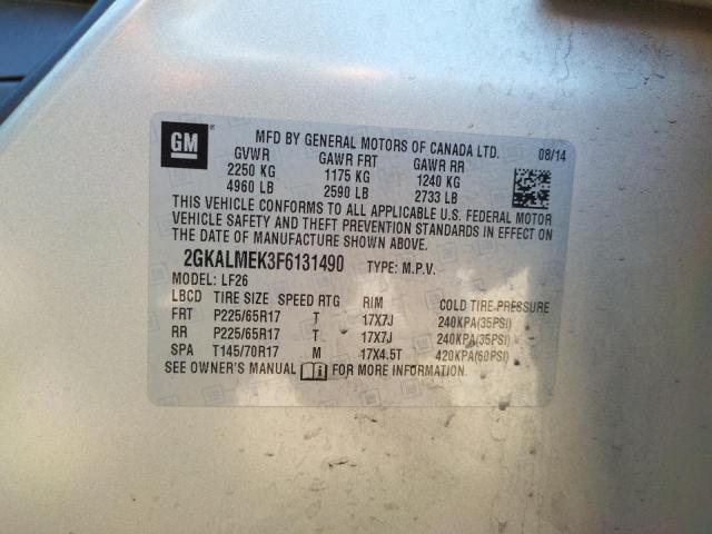 2015 GMC TERRAIN SL 2GKALMEK3F6131490