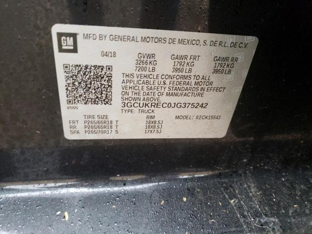 2018 CHEVROLET SILVERADO 3GCUKREC0JG375242