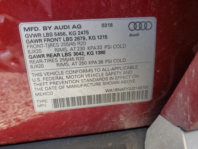 2018 AUDI Q5 PREMIUM WA1BNAFY3J2149192