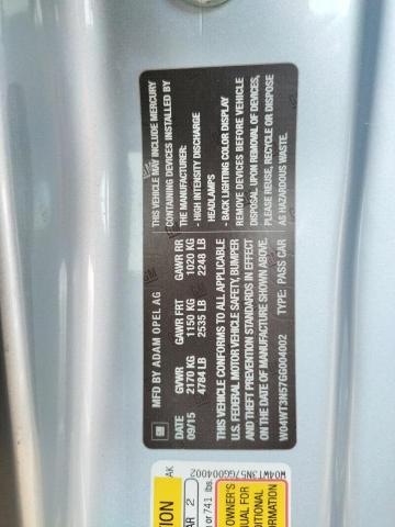 2016 BUICK CASCADA PR W04WT3N57GG004002
