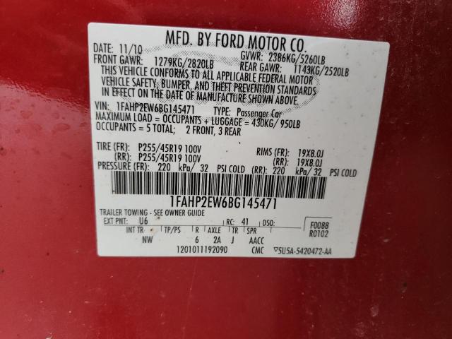 1FAHP2EW6BG145471 Ford Taurus Sel 2011. Фото: 9