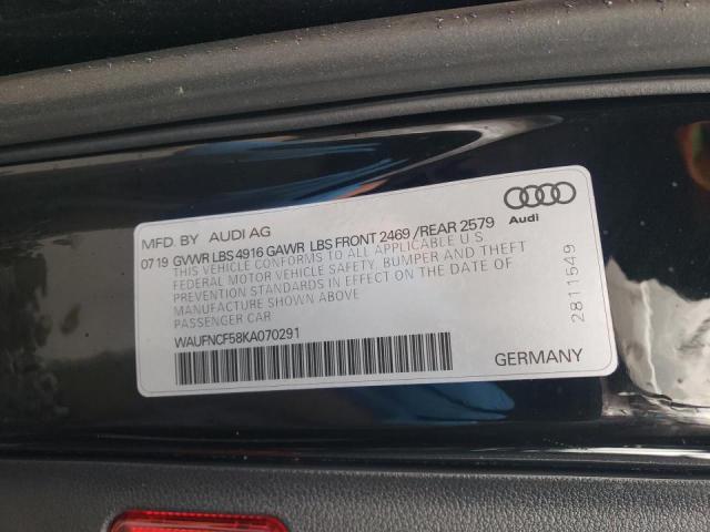 2019 AUDI A5 QUATTRO WAUFNCF58KA070291