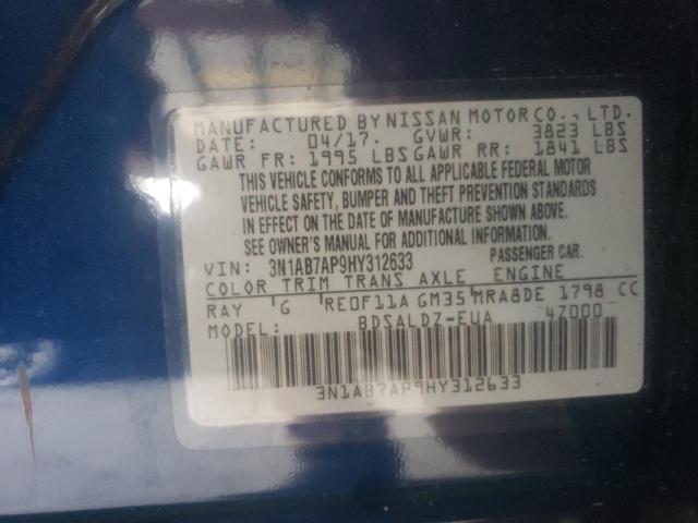 2017 NISSAN SENTRA S 3N1AB7AP9HY312633