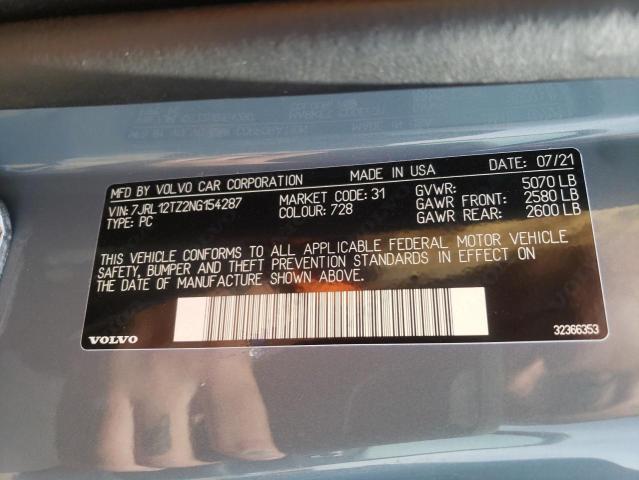 2022 VOLVO S60 B5 MOM 7JRL12TZ2NG154287