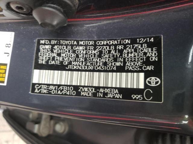 2015 TOYOTA PRIUS JTDKN3DUXF0431074