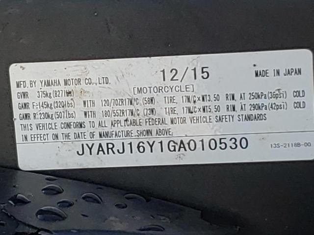 2016 YAMAHA YZFR6 C JYARJ16Y1GA010530