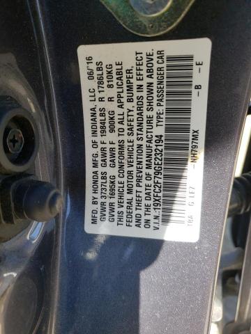 2016 HONDA CIVIC EX 19XFC2F79GE232194