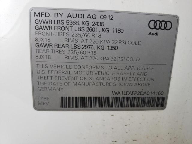 VIN WA1LFAFP2DA014160 2013 Audi Q5, Premium Plus no.10