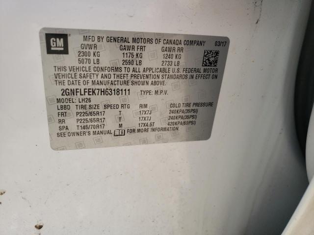 2017 CHEVROLET EQUINOX LT 2GNFLFEK7H6318111