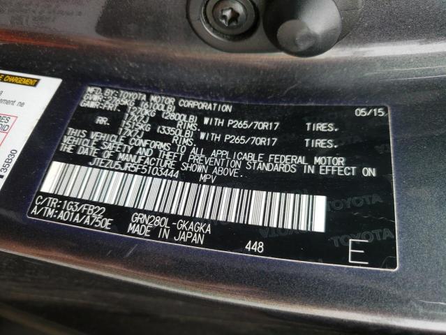 2015 TOYOTA 4RUNNER SR JTEZU5JR5F5103444