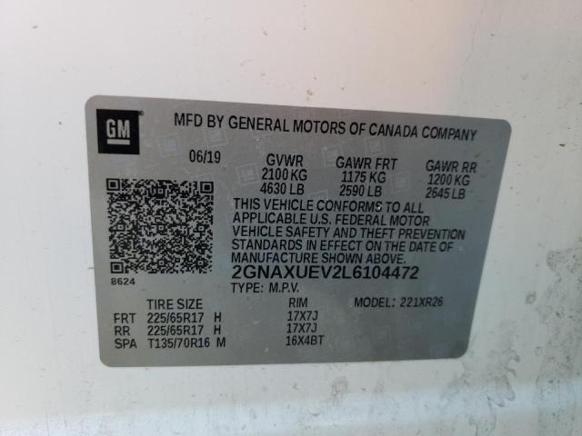 2020 CHEVROLET EQUINOX LT 2GNAXUEV2L6104472