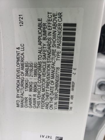 2022 HONDA CIVIC SPOR 19XFL2H86NE007718