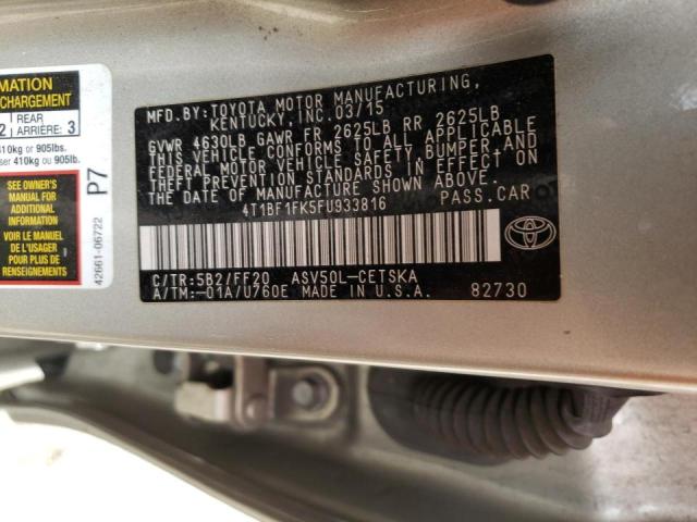 2015 TOYOTA CAMRY LE 4T1BF1FK5FU933816