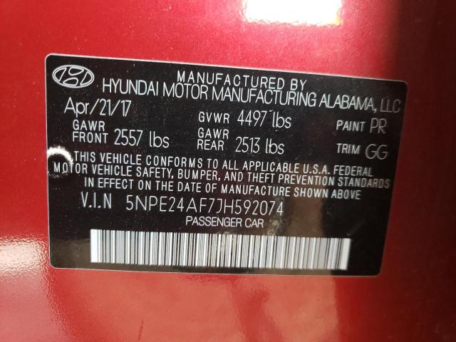 5NPE24AF7JH592074 Hyundai Sonata Se 2018. Фото: 9