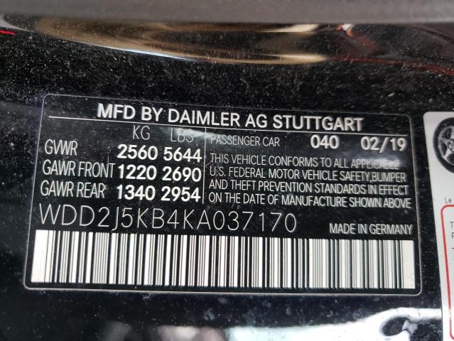 2019 MERCEDES-BENZ CLS 450 4M WDD2J5KB4KA037170