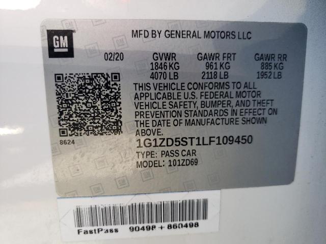 1G1ZD5ST1LF109450 Chevrolet Malibu Lt 2020. Фото: 9