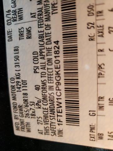 2016 FORD F150 SUPER 1FTEW1CP9GKE01824