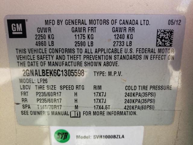 2GNALBEK6C1305598 Chevrolet Equinox Ls 2012. Фото: 9