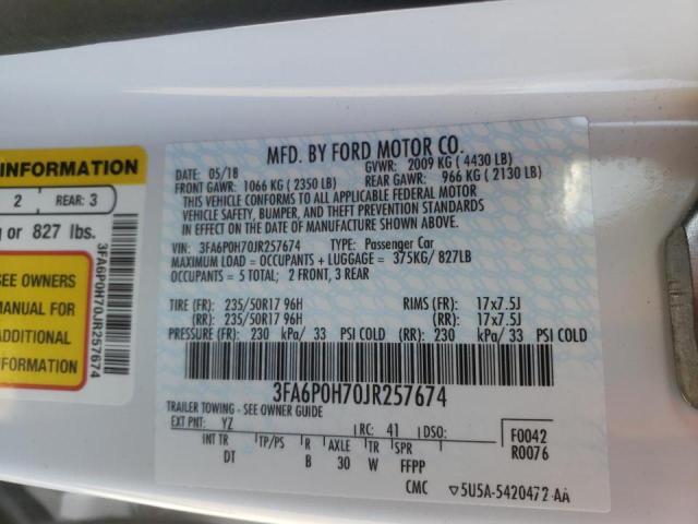 2018 FORD FUSION SE 3FA6P0H70JR257674