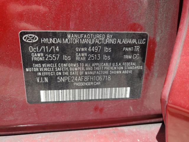 5NPE24AF8FH106718 Hyundai Sonata Se 2015. Фото: 9