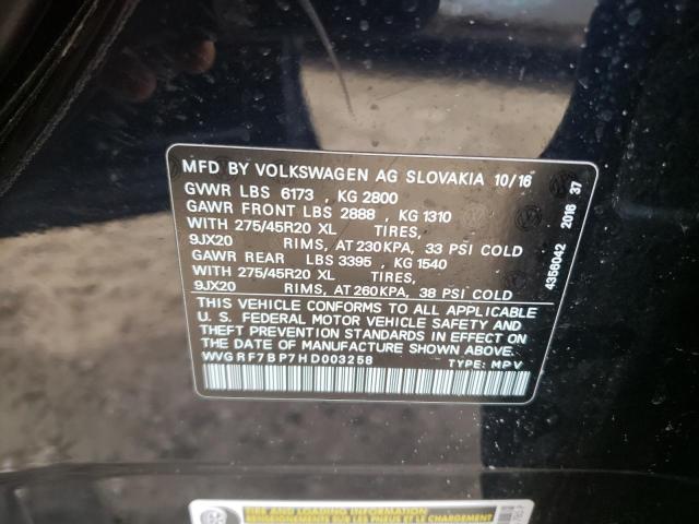 2017 VOLKSWAGEN TOUAREG WO WVGRF7BP7HD003258