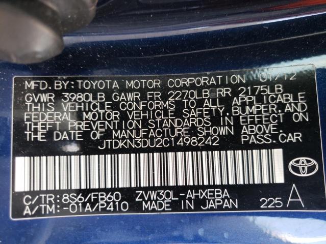 JTDKN3DU2C1498242 Toyota Prius 2012. Фото: 9