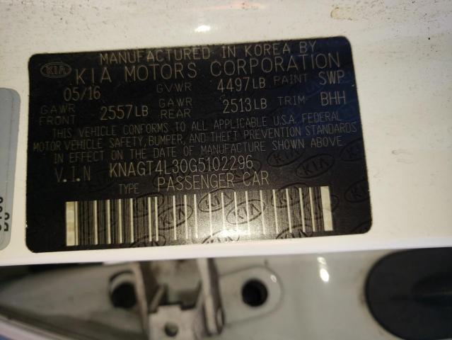 KNAGT4L30G5102296 Kia Optima Lx 2016. Фото: 9