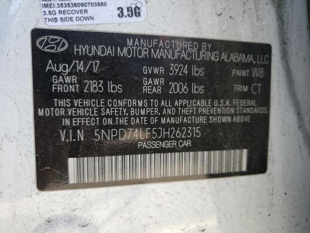 2018 HYUNDAI ELANTRA SE 5NPD74LF5JH262315
