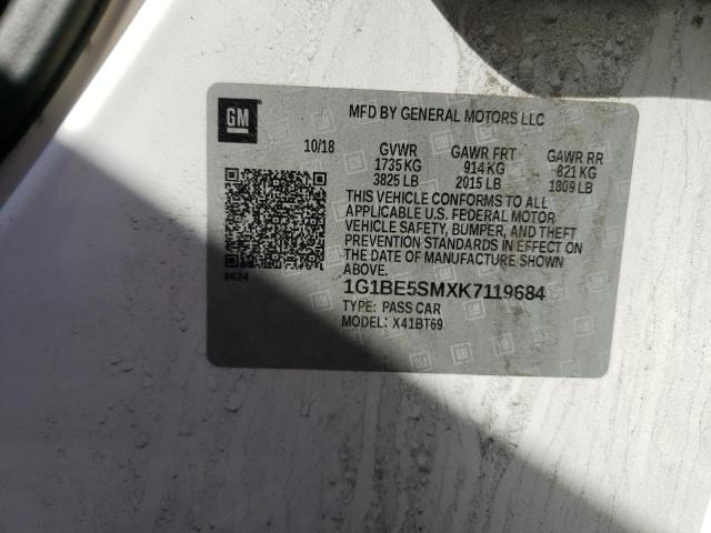 1G1BE5SMXK7119684 Chevrolet Cruze Lt 2019. Фото: 9
