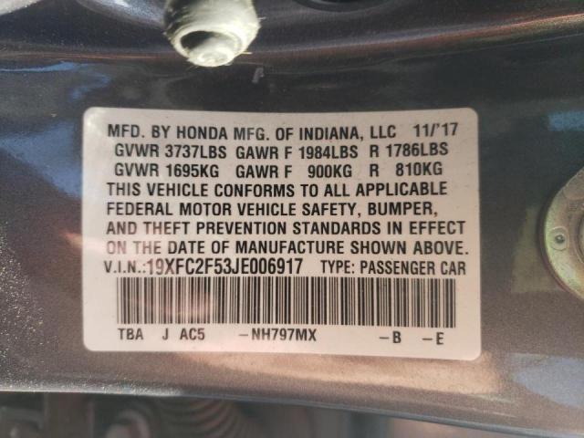 19XFC2F53JE006917 Honda Civic Lx 2018. Фото: 9