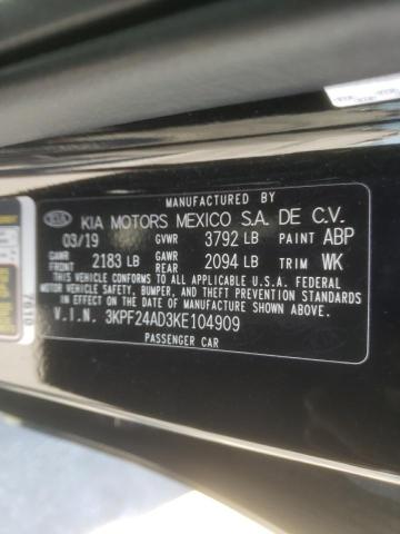 2019 KIA FORTE FE 3KPF24AD3KE104909