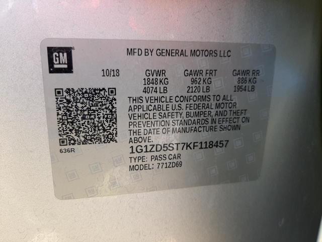 2019 CHEVROLET MALIBU LT 1G1ZD5ST7KF118457