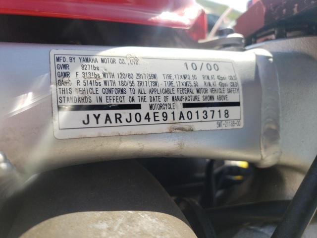 2001 YAMAHA YZFR6 L JYARJ04E91A013718
